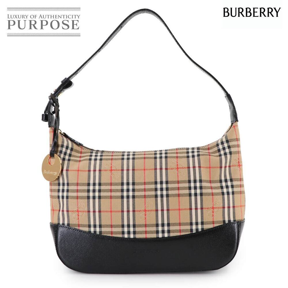 Burberry Haymarket Check Shoulder Bag Leather Brown